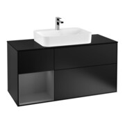 V&B Meuble sous lavabo Finion 120 cm, placage bois, laqué bleu