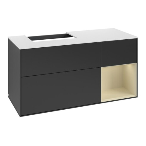 V&B Meuble sous lavabo Finion 120 cm, placage bois, laqué bleu mat