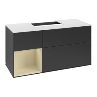 V&B Meuble sous lavabo Finion 120 cm, placage bois, laqué bleu mat