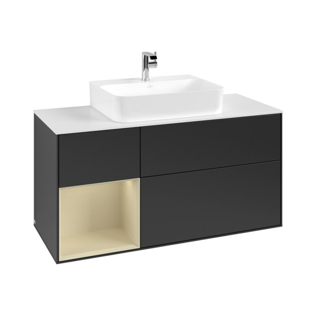 V&B Meuble sous lavabo Finion 120 cm, placage bois, laqué bleu mat