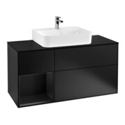 V&B Meuble sous lavabo Finion 120 cm, placage bois, laque bleue, laque bleue