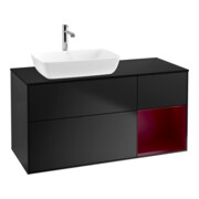 V&B Meuble sous lavabo Finion 120 cm, placage bois, laque brillante bleue