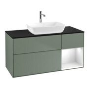 V&B Meuble sous lavabo Finion 120 cm, placage bois, laque gris brillant, huile avec laque