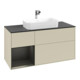 V&B Meuble sous lavabo Finion 120 cm, placage bois, laqué gris clair mat-1