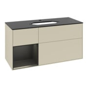 V&B Meuble sous lavabo Finion 120 cm, placage bois, laqué gris clair mat-3