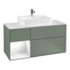 V&B Meuble sous lavabo Finion 120 cm, placage bois, laque gris clair, olivier mat laqué-1