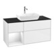 V&B Meuble sous lavabo Finion 120 cm, placage bois, laque gris, laque blanc brillant-1