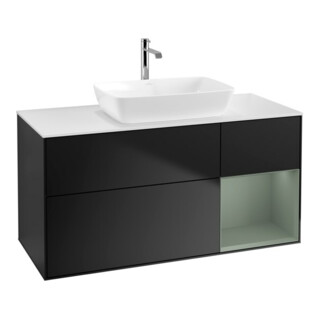 V&B Meuble sous lavabo Finion 120 cm, placage bois, laqué gris, laqué bleu