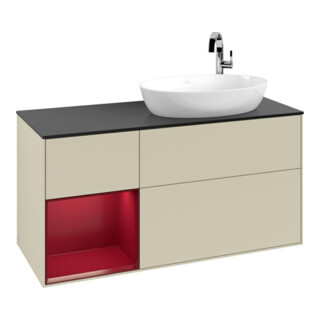 V&B Meuble sous lavabo Finion 120 cm, placage bois, laqué gris perle