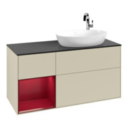 V&B Meuble sous lavabo Finion 120 cm, placage bois, laqué gris perle