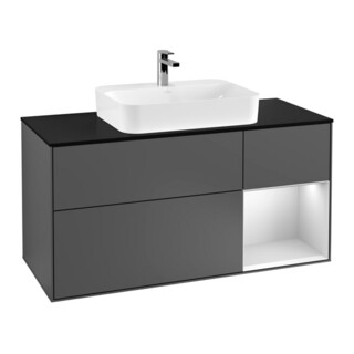 V&B Meuble sous lavabo Finion 120 cm, placage bois, laqué mat anthracite