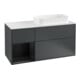 V&B Meuble sous lavabo Finion 120 cm, placage bois, laqué mat bleu-1