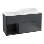 V&B Meuble sous lavabo Finion 120 cm, placage bois, laqué mat bleu