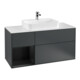 V&B Meuble sous lavabo Finion 120 cm, placage bois, laqué mat bleu-1