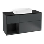 V&B Meuble sous lavabo Finion 120 cm, placage bois, laqué mat bleu
