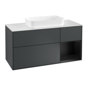 V&B Meuble sous lavabo Finion 120 cm, placage bois, laqué mat bleu
