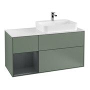 V&B Meuble sous lavabo Finion 120 cm, placage bois, laqué mat, poignée métal-1