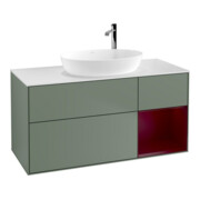 V&B Meuble sous lavabo Finion 120 cm, placage bois, laqué, olivier laqué