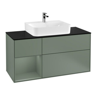 V&B Meuble sous lavabo Finion 120 cm, placage bois, laque olivier, olivier laqué