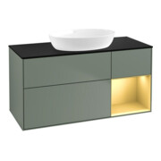 V&B Meuble sous-lavabo Finion 120 cm, placage bois, laque or, huile laquée