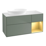 V&B Meuble sous lavabo Finion 120 cm, placage bois, laqué, poignée en laque huilée