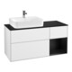 V&B Meuble sous lavabo Finion 120 cm, placage bois, laque rouge brillant, blanc brillant-1