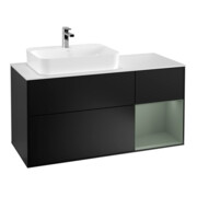 V&B Meuble sous lavabo Finion 120 cm, placage bois, laque rouge et bleu