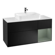 V&B Meuble sous lavabo Finion 120 cm, placage bois, laqué rouge et bleu