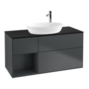 V&B Meuble sous lavabo Finion 120 cm, placage bois, laqué rouge et bleu