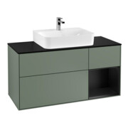 V&B Meuble sous lavabo Finion 120 cm, placage bois, laqué rouge, huile et laqué