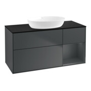 V&B Meuble sous lavabo Finion 120 cm, placage bois, laqué rouge, laqué bleu