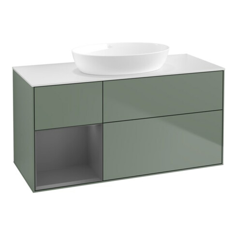 V&B Meuble sous-lavabo Finion 120 cm, placage bois m, face A m laque, olivier m laque