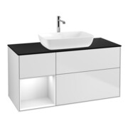 V&B Meuble sous lavabo Finion 120 cm, placage bois m, face laquée blanc, blanc m laqué
