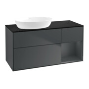 V&B Meuble sous lavabo Finion 120 cm, placage bois m, laqué gris m, laqué bleu m