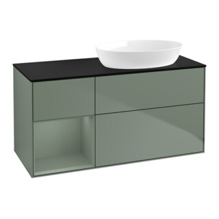 V&B Meuble sous lavabo Finion 120 cm, placage bois m, laque olive m, laque olive m