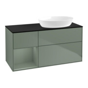 V&B Meuble sous lavabo Finion 120 cm, placage bois m, laque olive m, laque olive m