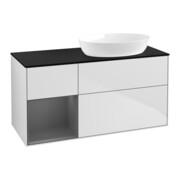 V&B Meuble sous lavabo Finion 120 cm, placage bois m, laque Rg A, blanc m laque