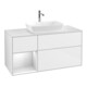 V&B Meuble sous lavabo Finion 120 cm, placage bois m, porte droite blanc mat, laqué blanc brillant-1