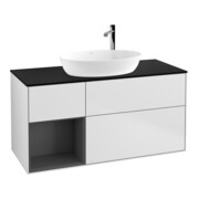 V&B Meuble sous-lavabo Finion 120 cm, placage bois m, rangée A m laqué, blanc m laqué