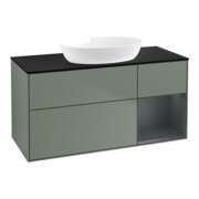 V&B Meuble sous lavabo Finion 120 cm, placage bois m, rangement médium m laqué, olivier m laqué