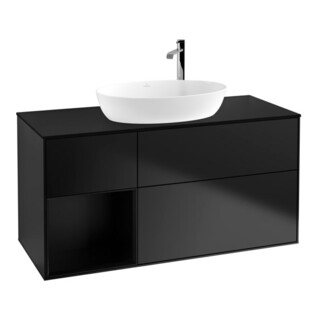 V&B Meuble sous lavabo Finion 120 cm, placage bois m, tiroir bleu m Lac, bleu m Lac