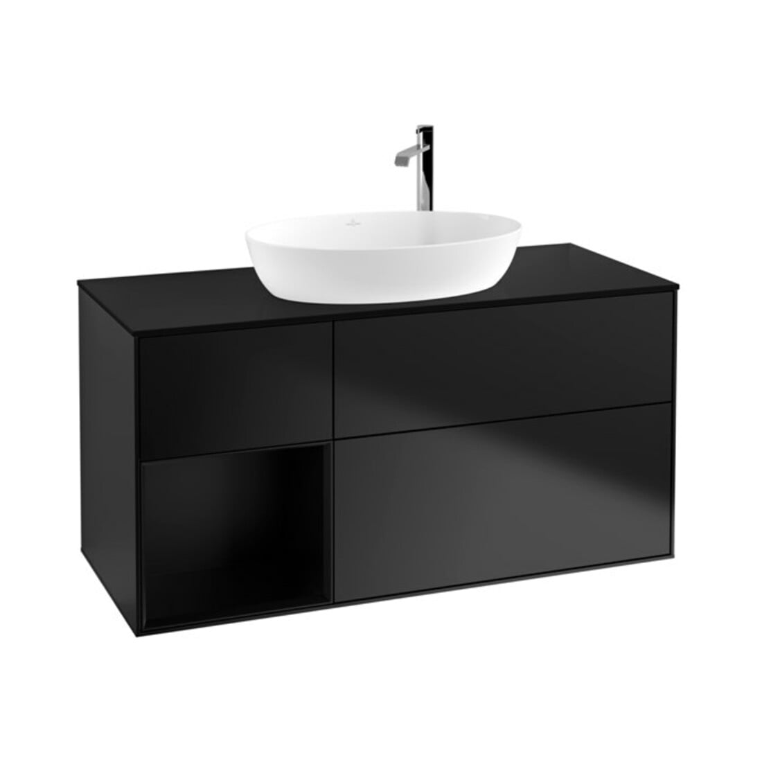 V&B Meuble sous lavabo Finion 120 cm, placage bois m, tiroir bleu m Lac, bleu m Lac