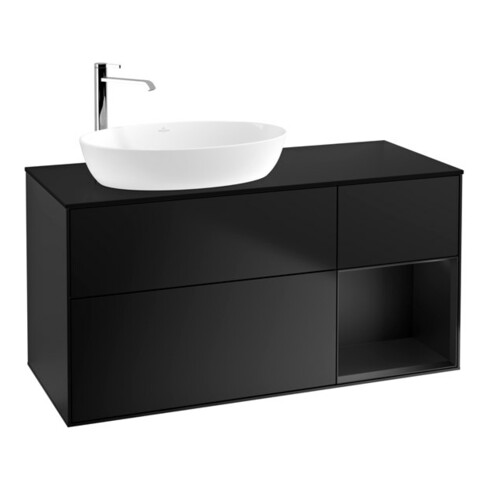 V&B Meuble sous-lavabo Finion 120 cm, placage bois m, tiroir bleu m Lac, bleu m Lac
