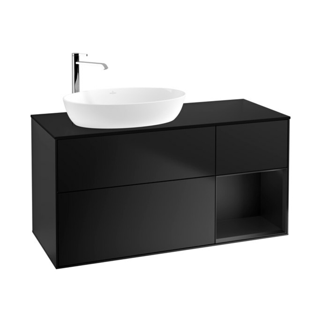 V&B Meuble sous-lavabo Finion 120 cm, placage bois m, tiroir bleu m Lac, bleu m Lac