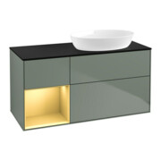 V&B Meuble sous lavabo Finion 120 cm, placage bois m, tiroir or m laque, huile m laque