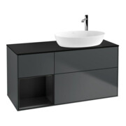 V&B Meuble sous lavabo Finion 120 cm, placage bois mat, laque gris bois mat, façade bois mat laque-1