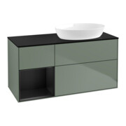 V&B Meuble sous lavabo Finion 120 cm, placage bois merisier, laque bleu, huile laquée