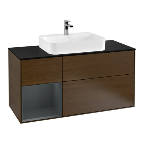 V&B Meuble sous lavabo Finion 120 cm, placage bois, placage noyer, finition mate