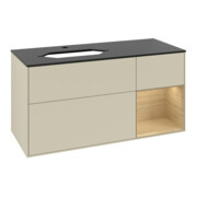 V&B Meuble sous lavabo Finion 120 cm, placage bois, poignée droite, gris mat laqué