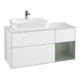 V&B Meuble sous lavabo Finion 120 cm, placage bois, poignée en laiton, blanc brillant-1